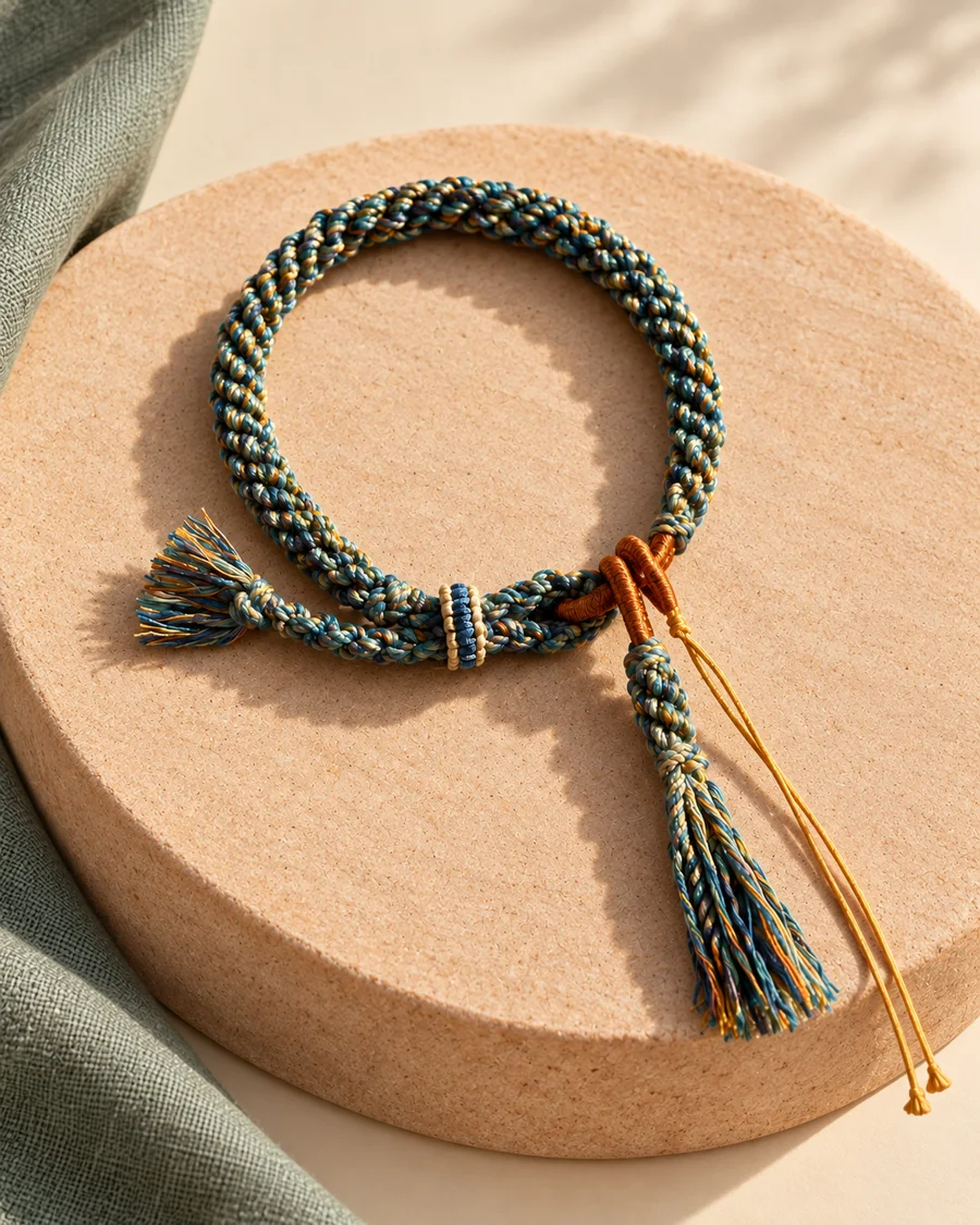 Hand-braided tassel bracelet